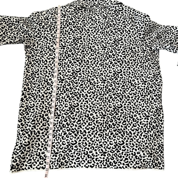 Cynthia Rowley Cardigan Black White Animal Print Open Front Shawl Collar Size 3X - Picture 10 of 11